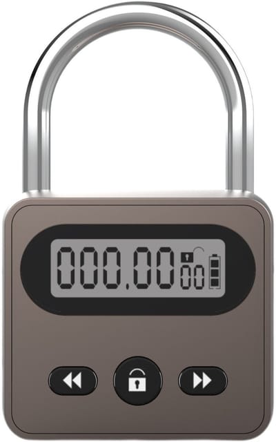 Timer Lock van Roestvrij Staal - Multifunctioneel Hangslot met Verlicht Display - Voorkomt Verslaving en Slechte Gewoonten - Tot 999 Uur Timing - Brons