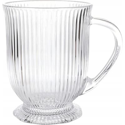 Altom Selena Serie - Glazen Latte Mok - 500ml - Geribbeld - Met Voet