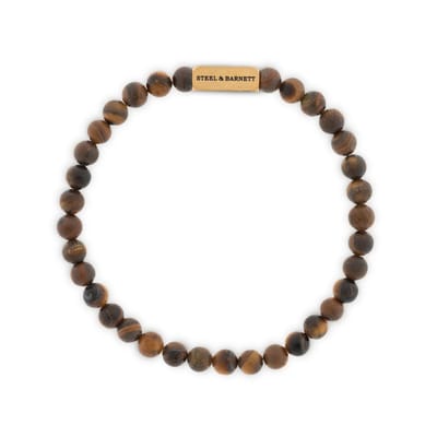 STEEL & BARNETT - Kralenarmband Heren - Tijgeroog - Maat L