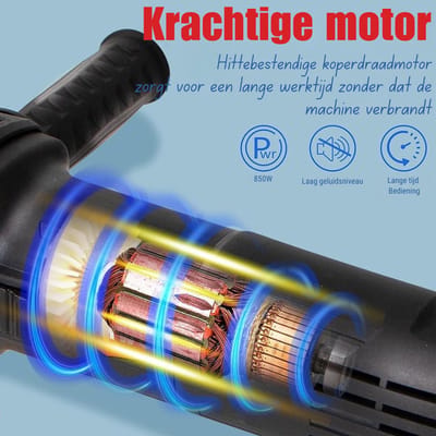 Zyrex® Polijstmachine - Poetsmachine Auto Met 6 Snelheden - 6 Polijstschijven – Zwart / Zilver / Grijs - ‎44x 18x 16cm; 2 kg
