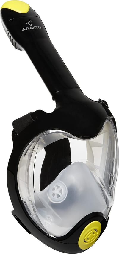 Atlantis Triton Snorkelmasker - Snorkel - Duikbril - Snorkelset - Full Face Masker - Volwassenen - Zwart/Lime - S/M