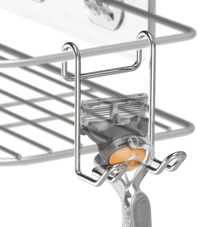 Allecto - Douche Caddy Plank - Hangers - Wandgemonteerd - Zilver - Organiseer Loofah Scheermes Body Brush - Geschikt voor Gillette Fusion5