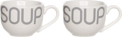 Cosy & Trendy Kommetjes/soepkommen voor dessert/ontbijt - 2x - Keramiek - D11 x 8 cm - wit - met oor