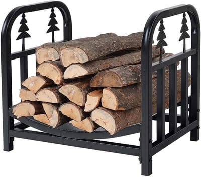 Houtopslagrek - Houtstandaard - Hout Opslaan - Stevig Staal - 45x32x40 cm - Zwart