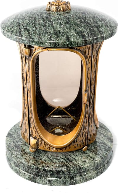Graf lantaarn - Graf decoratie - Herdenken geliefden - Handgemaakt design - 23 cm hoog - Brons