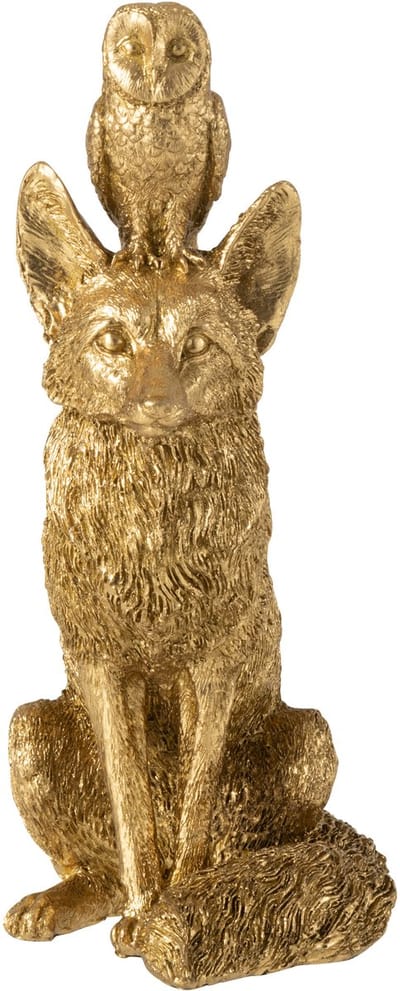 J-Line figuur Vos + Uil - polyresin - goud