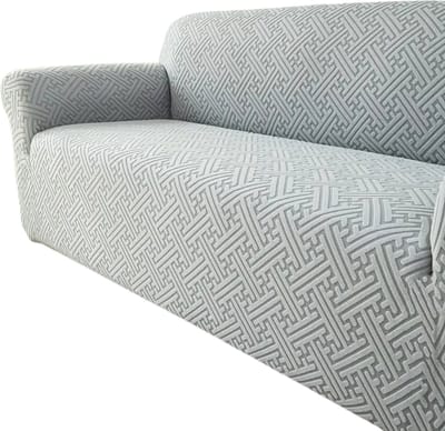 Livano Bankhoes - Bankbeschermer - Stretch - Sofa Cover - Effen - Lichtgrijs - Enkel