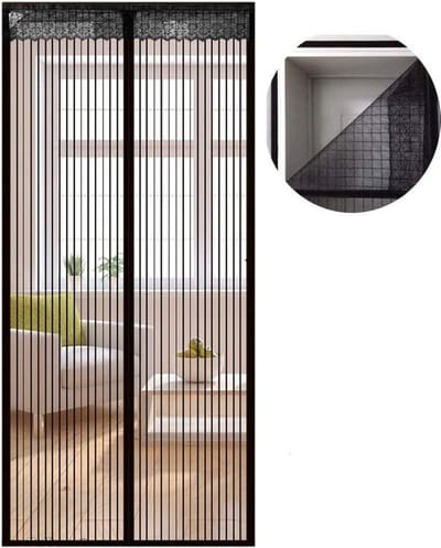 Vliegengaas deur insectenbescherming magnetisch - Vliegengordijn balkondeur woonkamer - Icegrey - Klittenbandfitting - Zwart - 90 x 200 cm