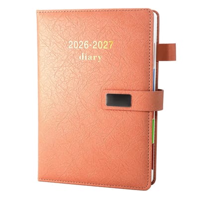 Dailygoods- Dagboek A5 2026-2027 - Academisch Dagboek - Dagelijkse Planner - Maandelijkse Tabbladen - Kunstleer - Kleurrijke Zijpanelen