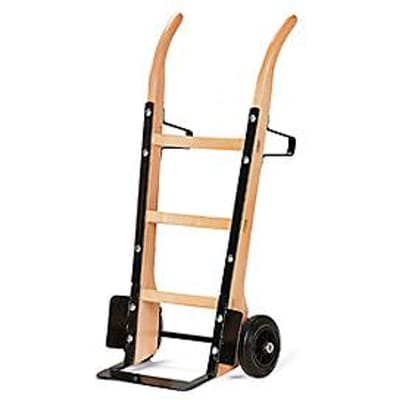 Steekwagen van hout met plaatstalen steekvlak, draagvermogen 250 kg, banden van massief rubber