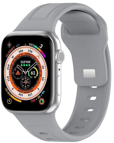 By Qubix - Geschikt voor Apple Watch bandje - Square siliconen band - Grijs - Geschikt voor Apple Watch 38mm / 40mm / 41mm / 42mm