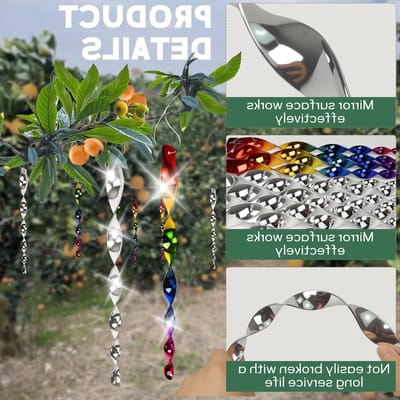 Set van 12 Reflecterende Vogelafschrikkende Stokken, 3D Hangende Windspiralen, 360 Graden Windspiralen voor Tuin en Terras, Effectieve Vogelbestrijders voor Thuisgebruik
