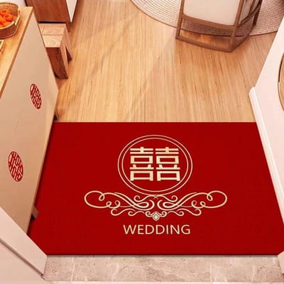 Tapis de sol en soie rouge pour porte d'entrée, nouvel an chinois, facile à nettoyer, en PVC 40 * 60cm [silk ring] brown