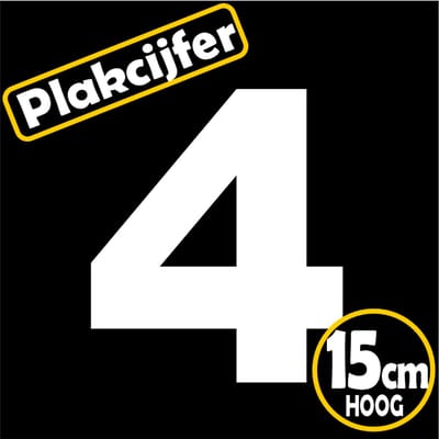Jerma - Plakcijfer - 5 - sticker - 15 cm - Hoog - Wit - Plasticfolie - Zelfklevend - Binnen - Buiten