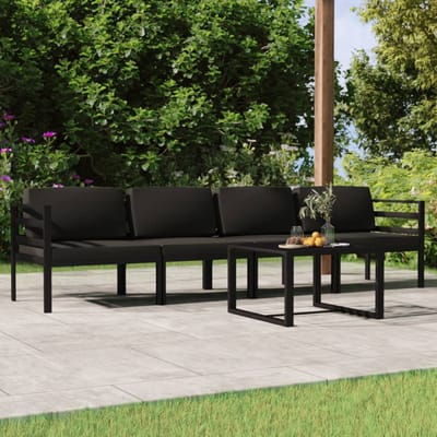 vidaXL - 5-delige - Loungeset - met - kussens - aluminium - antracietkleurig