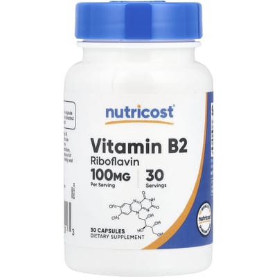 Nutricost, Vitamine B2, 100 mg, 30 capsules