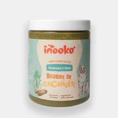 Inooko pindakaas voor honden – Seaweed N’ Nuts - natuurlijke pindakaas voor honden met Spirulina & Kelp - 300gr