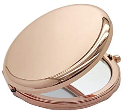 Compacte 2-zijdige handheld zakspiegel voor make-up en reizen in rose goud