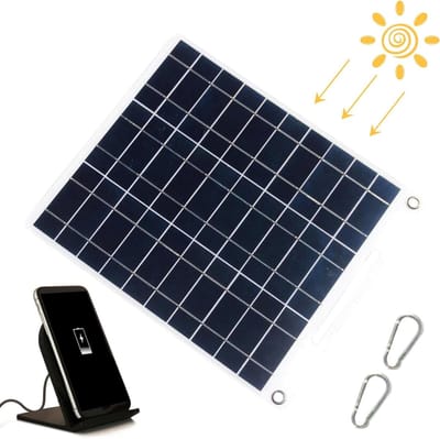 Zonnepaneel Oplader - Draagbare Energie - Kamperen Buiten - Dubbele USB Uitgang - 10 Watt - Zwart