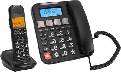 Vaste Draadloze Telefoon - Twee Handsets - Thuis Bellen - Antwoordapparaat Ingebouwd - Groot Bereik - Zwart