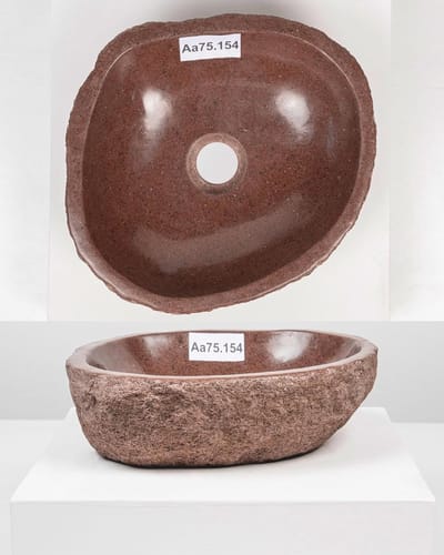 30 cm natuursteen wastafel ovaal grijs voor badkamer gasten toilet stenen wastafel opzetwastafel van riviersteen