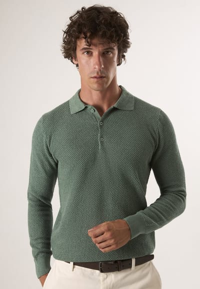 Felix Hardy Trui Met Polokraag En Knopen - Polo Shirt - 100% Katoen Heren Groen - L