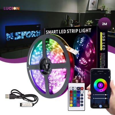 Lucion® Led light strip 2 meter - Led strip USB - TV backlight - TV Led - Led light strip - Licht strip - Gaming accesoires - Bluetooth verlichting te bedienen via telefoon en afstandsbediening - TV led strip USB