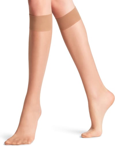 FALKE Seidenglatt eenkleurig materiaal Sheer 15 DEN kniekousen dames transparant - maat 39-42