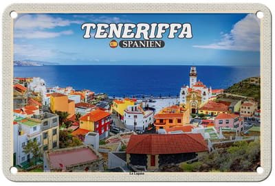 Blechschild Reise 18x12cm Teneriffa Spanien La Laguna Meer Stadt