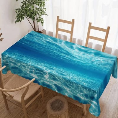 Oceaan Golf Patroon Rechthoekige Tafelkleed voor Tafeldecoratie Feest Waterdicht Herbruikbaar Tafelkleden voor Tafel Keuken Eetkamer 90x140cm blue