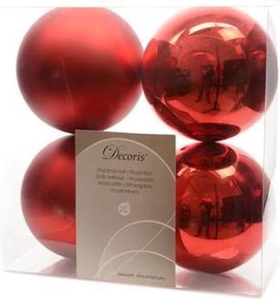 Decoris kerstballen - 4 stuks - kunststof - 10cm
