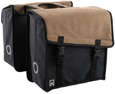 Willex - Dubbele Canvas Tas 101 - Bruin/Zwart - Universele Bevestiging - Afgeschuind - 38 Liter