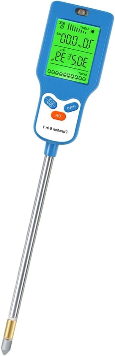 Bodemtester Meter - Grond Analyse - Planten Verzorging - 6-in-1 Functies - 5.3 x 11.3 cm - Zwart