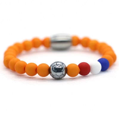 IbizaMen - Heren - armband - voetbal - RVS - ORANJE - Nederlands elftal - WK 2026 - 6mm - 19cm
