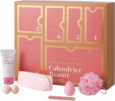 Beauty Adventskalender – 6-Daagse Luxe Verzorgingsset met Cherry Blossom Geur, Douchegel & Gezichtsband – Wellness Cadeau voor Vrouwen – Roze Geschenkbox