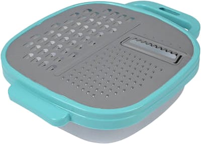 Benson Keuken rasp/kaasrasp - 24 x 18 x 5 cm - grijs/blauw - kunststof - handrasp