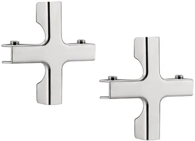 Dailygoods- Glasconnector 2 Stuks - Roestvrij Staal - Antislip - Verstelbaar - Glasklemmen voor Glasplaat - Hittebestendig - Duurzaam - Glasklem