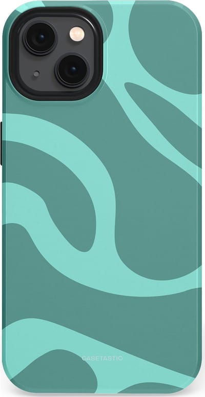 Casetastic Hoesje Geschikt voor Apple iPhone 13 Magsafe - Stijlvolle Beschermende Duo-layer Case - Aqua Golven