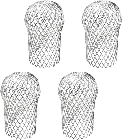 Dakgootbeschermer - 4 Stuks - Bladbeschermer Voor Regenpijp - Bladbeschermer - Bladfilter Dakgoten - Boldraadrooster - Dakgoot - Zilver - RVS - 8.89*15.24 cm