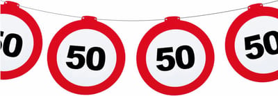 Funny Fashion Verjaardag feestslinger 50 jaar - papier - verkeersborden - 120 x 21 cm - Abraham/Sarah