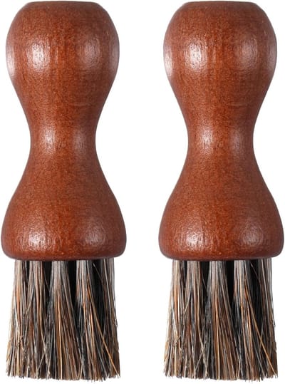 Set van 2 Groenteborstels voor Paddenstoelen en Aardappelen van Beukenhout en Paardenhaar voor Keuken en Afwas