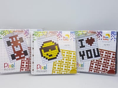 SET 3 PIXELHOBBY MEDAILLONS AUTO-ILOVEYOU-SMILEY