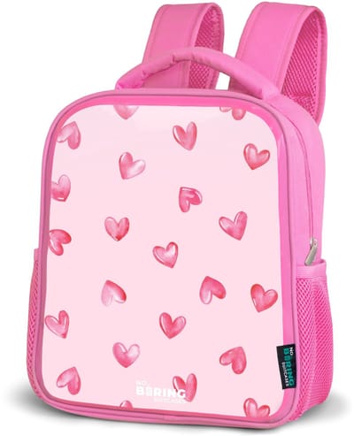 NoBoringSuitcases.com® - Rugzak roze - Schooltas meisjes - Roze hartjes - Kinder rugtas meisje - Boekentas kind - Kinderrugzak voor school - Schoolrugzak