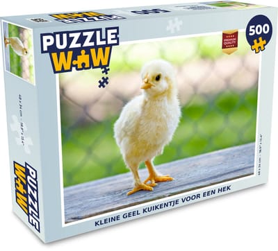 Puzzel Kleine geel kuikentje voor een hek - Legpuzzel - Puzzel 500 stukjes
