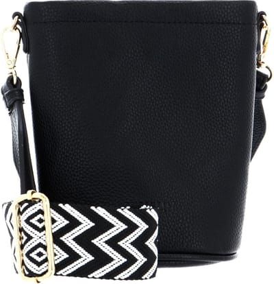 SEIDENFELT MANUFAKTUR Schoudertas Persby Small Bucket Crossbody Bag Black / Gold Zwart
