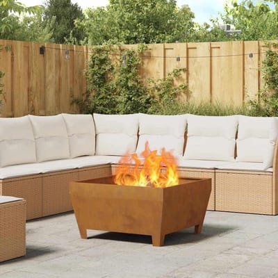 Vuurkorf - Buitenhaard Terrashaard - Terras Verwarmen - Weerbestendig Staal - 80 x 80 x 43 cm - Bruin