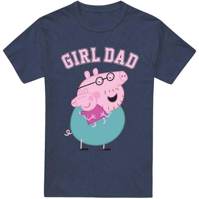 Peppa Pig Unisex volwassen meisjes papa varken Heather T-shirt (Heide-Marine)