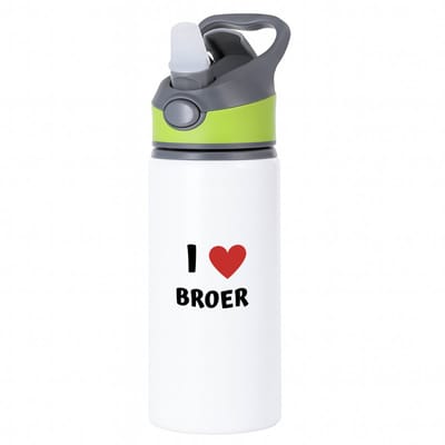 Hacebo® - I love broer waterfles met rietje groen - Broer - de liefste broer - verjaardag - cadeautje voor broer - broer artikelen - kado - geschenk - water fles - 650ML