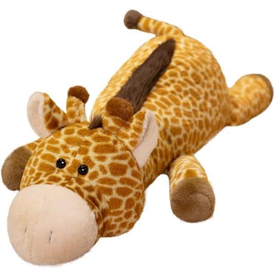 Grote Pluizige Giraffe Knuffel Zacht Slaapkussen Schattige Knuffeldier Pop Vloermat Cadeau voor Meisjes Verjaardag 40cm bruin
