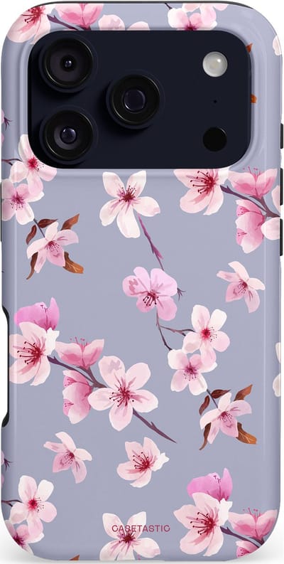 Casetastic hoesje geschikt voor Apple iPhone 17 Pro - MagSafe - Dubbellaagse bescherming - Bloemsem Bries - Fashion Case - Zilver Lichtroze Lila